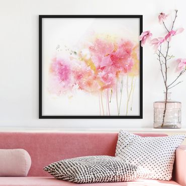 Framed poster - Watercolour flowers peonies