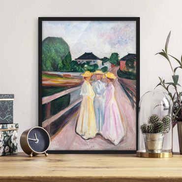 Framed poster - Edvard Munch - Three Girls on the Bridge
