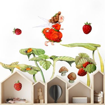 Wall sticker - Strawberries strawberry fairy - leaves and strawberries