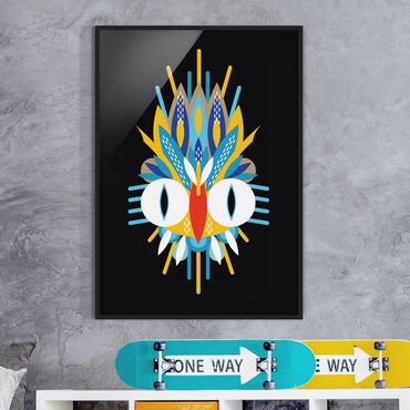 Framed poster - Collage Ethno Mask - Bird Feathers