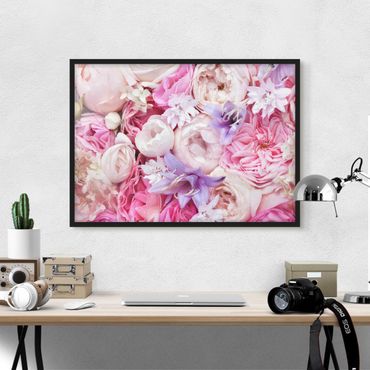 Framed poster - Shabby Roses With Bluebells