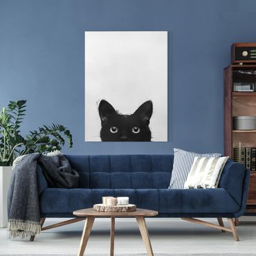 Canvas print - Illustration Black Cat On White Painting