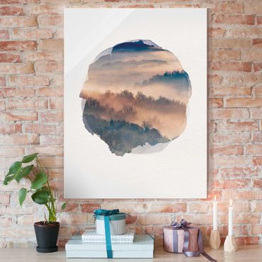 Glass print - WaterColours - Mist At Sunset
