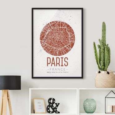 Framed poster - City Map Paris - Retro