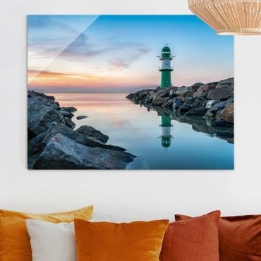 Glass print - Sunset at the Lighthouse
