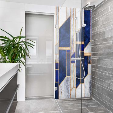 Shower wall cladding - Geometric Shapes With Gold