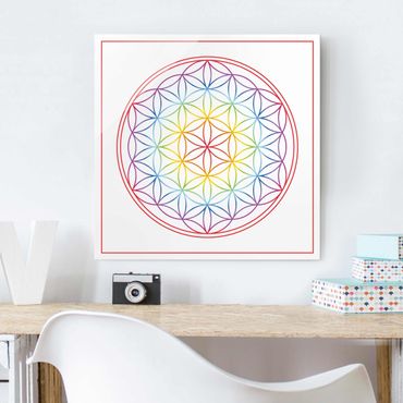 Glass print - Flower of life Colourful