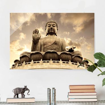 Glass print - Big Buddha Sepia