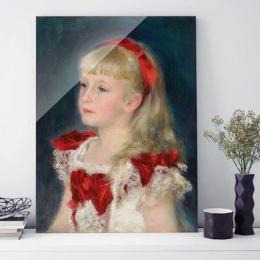 Glass print - Auguste Renoir - Mademoiselle Grimprel with red Ribbon