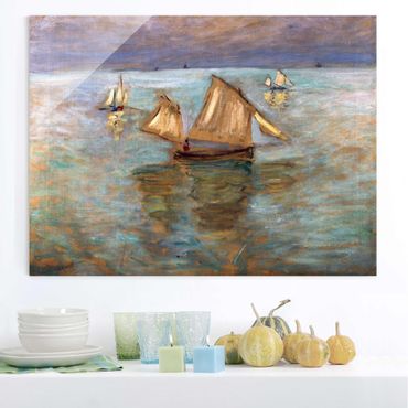 Glass print - Claude Monet - Fishing Boats Near Pourville
