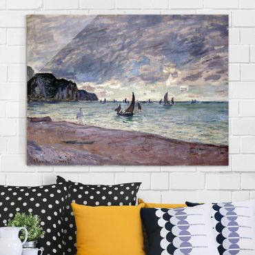 Glass print - Claude Monet - Fishing Boats In Front Of The Beach And Cliffs Of Pourville