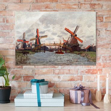 Glass print - Claude Monet - Windmills in Westzijderveld near Zaandam