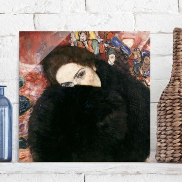 Glass print - Gustav Klimt - Lady With A Muff