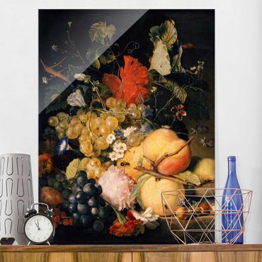 Glass print - Jan van Huysum - Fruits, Flowers and Insects