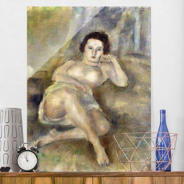 Glass print - Jules Pascin - Lying young Woman