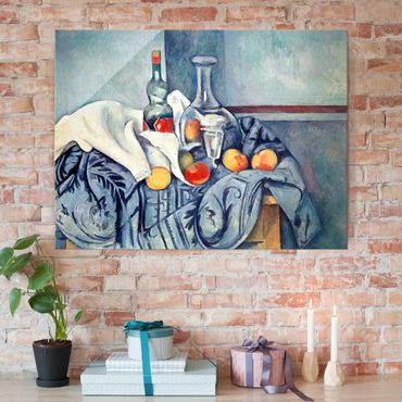 Glass print - Paul Cézanne - Still Life With Peaches And Bottles