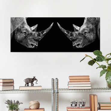 Glass print - Rhino Duel