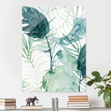 Glass print - Palm Fronds In Water Color II