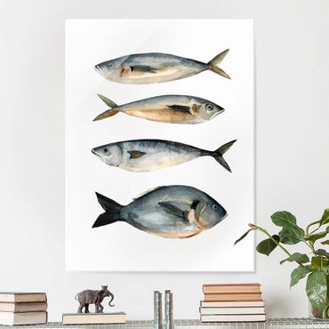 Glass print - Four Fish In Watercolour I