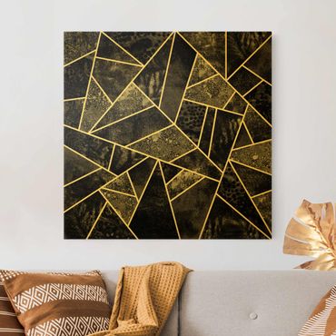 Canvas print - Grey Triangles Gold