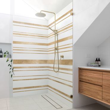 Shower wall cladding - Golden Glitter Stripes