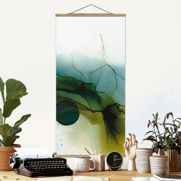 Fabric print with poster hangers - Golden Walk In The Woods - Portrait format 1:2