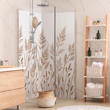 Shower wall cladding - Grasses And Moon In Gold