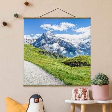 Fabric print with poster hangers - Grindelwald Panorama - Square 1:1