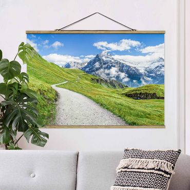 Fabric print with poster hangers - Grindelwald Panorama - Landscape format 3:2