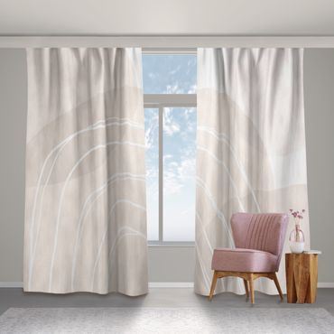 Curtain - Large Circular Shapes in a Rainbow - beige