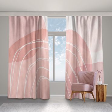 Curtain - Large Circular Shapes in a Rainbow - pink