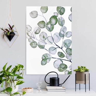 Glass print - Green Watercolour Eucalyptus Branch