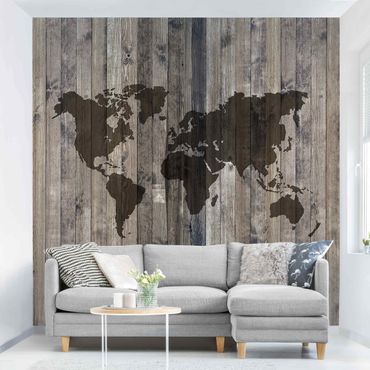 Wallpaper - Wood World Map