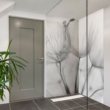 Shower wall cladding - Inside A Dandelion Black And White