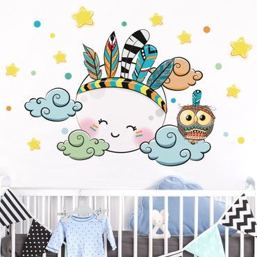 Wall sticker - Indiander Moon Owl Clouds Stars