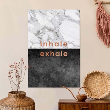 Glass print - Inhale Exhale Copper And Marble