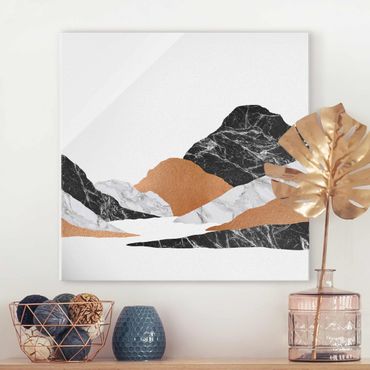 Glass print - Landscape In Marble And Copper II