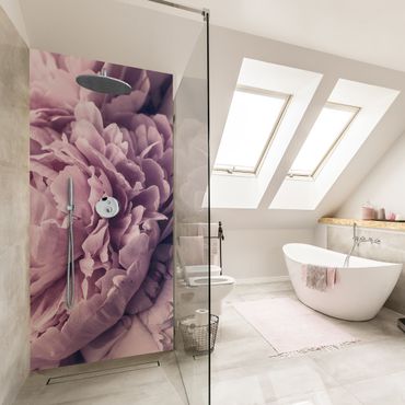 Shower wall cladding - Purple Peony Blossoms