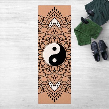 Cork mat - Mandala Yin And Yang - Portrait format 1:3