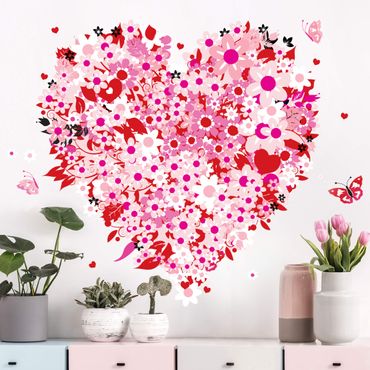 Wall sticker - No.321 floral retro heart