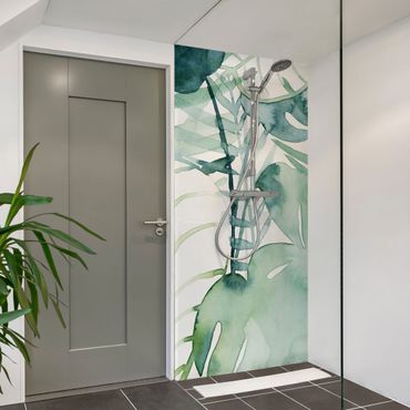 Shower wall cladding - Palm Fronds In Watercolour II