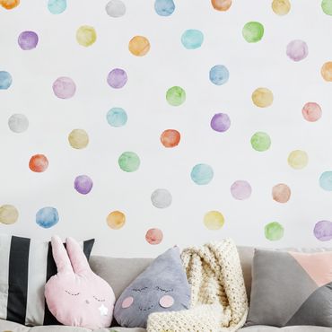 Wall sticker - Points watercolor set pastel colorful