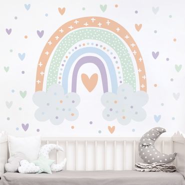 Wall sticker - Rainbow with clouds pastel