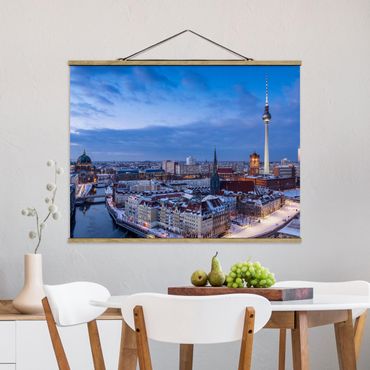 Fabric print with poster hangers - Snow In Berlin - Landscape format 4:3