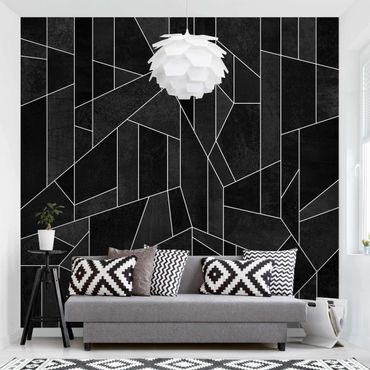 Wallpaper - Black And White Geometric Watercolour