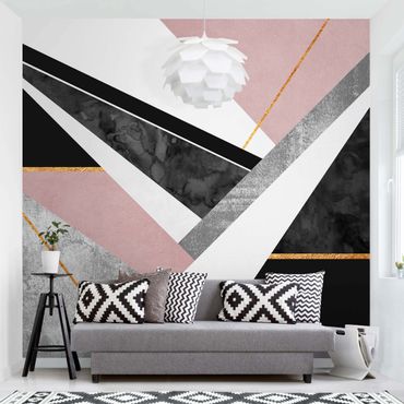 Wallpaper - Black And White Geometry With Gold
