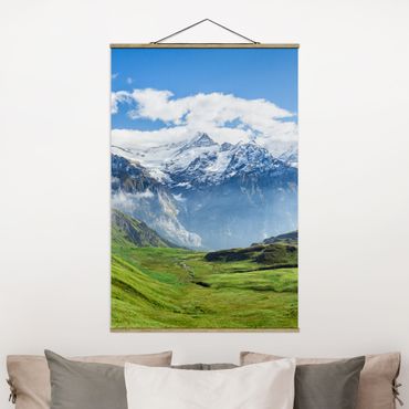 Fabric print with poster hangers - Swiss Alpine Panorama - Portrait format 2:3