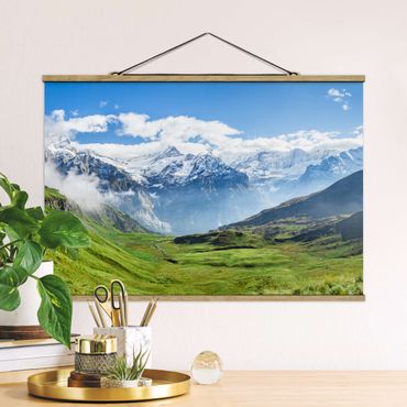 Fabric print with poster hangers - Swiss Alpine Panorama - Landscape format 3:2
