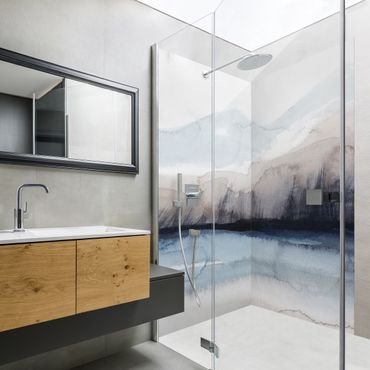 Shower wall cladding - Lakeside With Mountains I