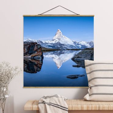 Fabric print with poster hangers - Stellisee Lake In Front Of The Matterhorn - Square 1:1